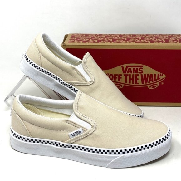 Vans Shoes - VANS Classic Slip On Checkboard Beige Canvas Women's Size Sneakers VN0A5AO8DJR